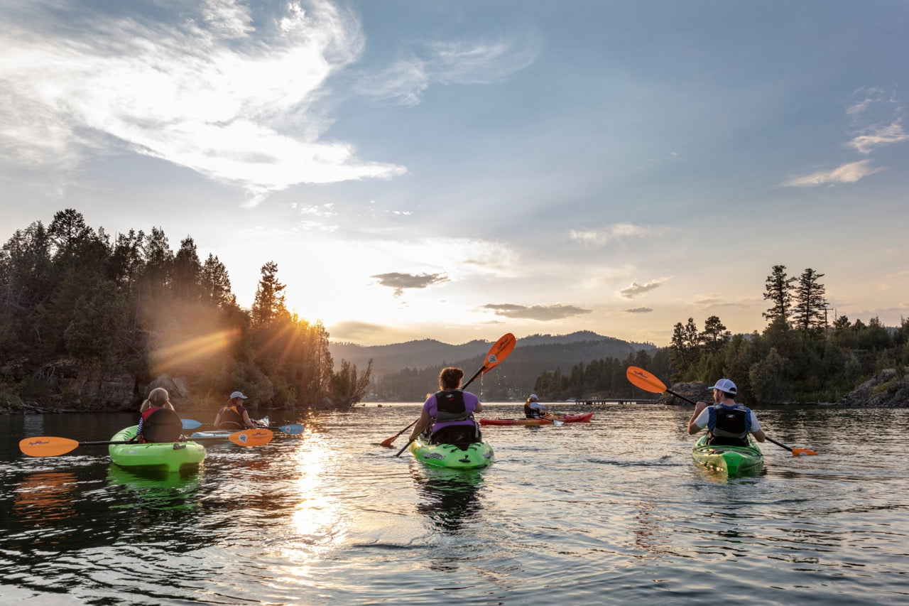 Family kayaking lesson with instructor on Flathead Lake – MontanaBoardingSchool.com private kayak sessions. Rent from MTBoarders or buy from eboarders.