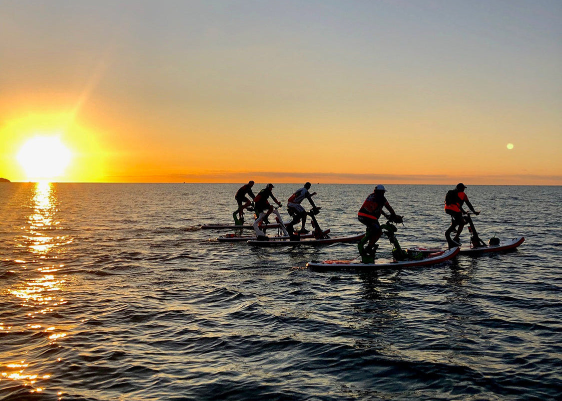 Book a surf-cycle water bike lesson or session for 1 to 8 water bike inflatable paddleboards and get discounts on full day or weekly rental rates from our partners at MTBoarders.com. Book right here on MontanaBoardingSchool.com. Want purchase one of your own? Buy now from our sister store at e-boarders.com